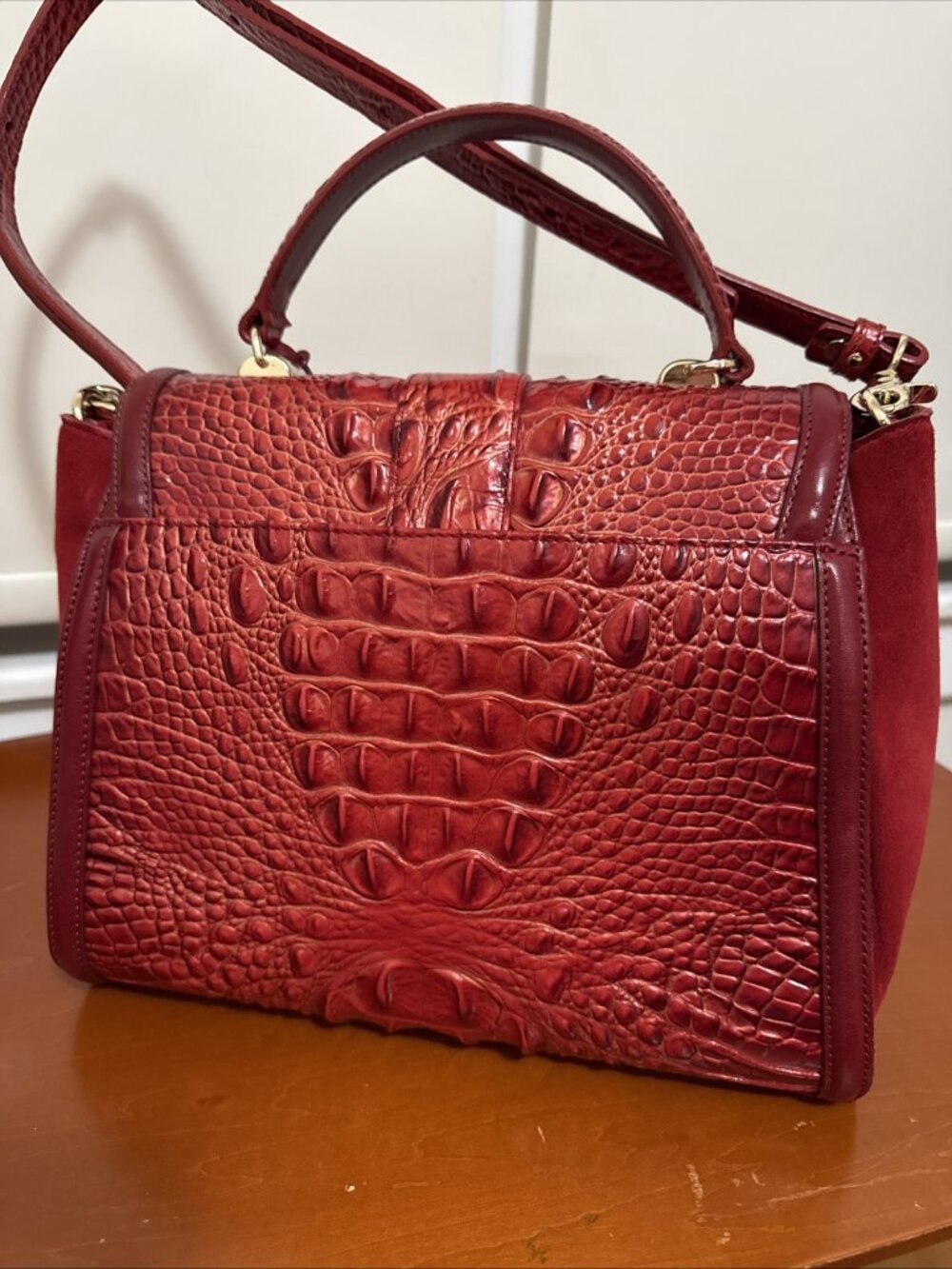 BRAHMIN Ingrid Fiery Lava Pampas Leather Crocodile Embossed - Picture 5 of 12